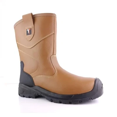 Image of Tuffking Tan Fur Lined Rigger Boots with Scuff Cap and Steel Toe (8)