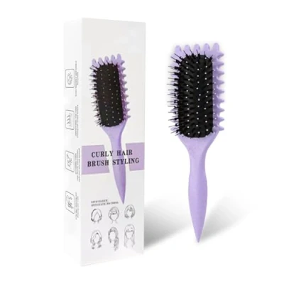 Image of Curl Defining Brush, Define Styling Hair Brush for Combing and Shaping Men&#039;s Women&#039;s Curls to Reduce Pulling, Nylon Bristles, Enhancing, Unisex (Purple)