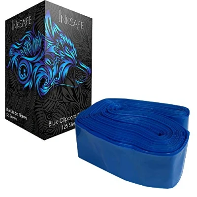 Image of Inksafe Blue Tattoo Clip Cord Covers/Sleeves 5cm x 80cm Box of 125