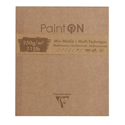 Image of Clairefontaine Ref 975175C Paint&#039;On Mix Media &amp; Multi Technique Pad (50 Sheets) 13.3x15.7cm Size, 250gsm Paper, Acid Free Suitable for Multiple Techniques
