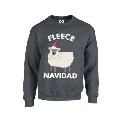 Image of Taylor Brown Fleece Navidad Xmas festive Christmas sheep trending meme Unisex Funny Adults Sweatshirt Jumper Dark Heather