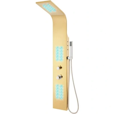 Image of vidaXL Shower Panel System Stainless Steel 201 Gold Curved