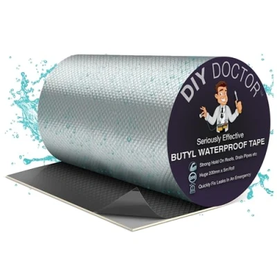 Image of DIY Doctor Butyl Tape Waterproof for Leaks Roof Sealant Outdoor Repair Aluminium Foil 200mm x 5m