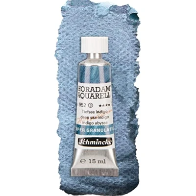 Image of Schmincke HORADAM® AQUARELL, super Granulation, 14 952 006 Deep Sea Indigo, 15 ml tube, very strong granulating tones, finest, watercolors