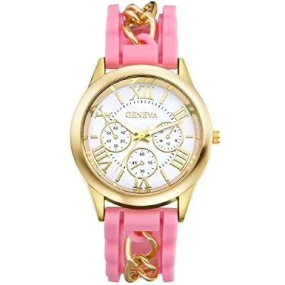 Image of JewelryWe Women Watches Silicone Band Gel Jelly Wristwatch Round Analog Quartz Casual Dress Watch for Ladies Girls, Teens, Xmas