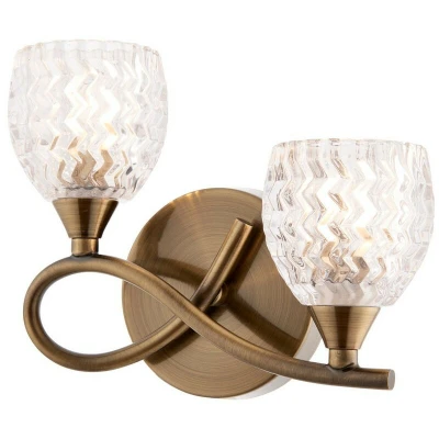 Image of Endon Boyer 2 Light Indoor Wall Antique Brass with Glass, G9