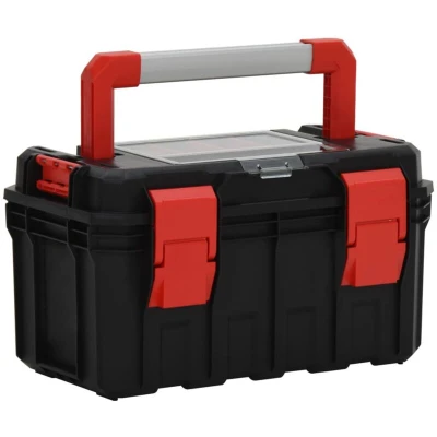 Image of vidaXL Tool Box Black and Red 45x28x26.5 cm