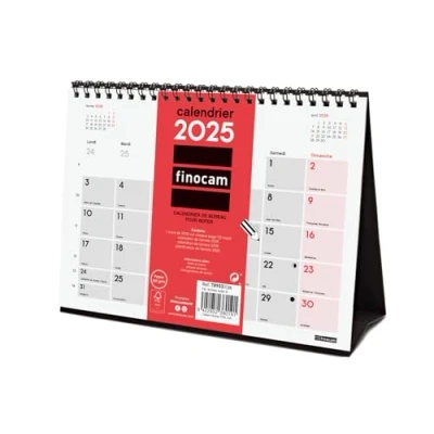 Image of Finocam Neutral Desk Calendar to Write 2025 1 Month Per Page January December (12 Months) French