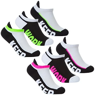 Image of Ladies Ankle Socks (6, 12 &amp; 18 Pairs) Cotton Rich Sports Trainer Liner Size 4 8 Green Pink