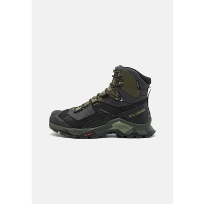 Image of Salomon Quest GTX Hiking shoes, Men&#039;s, Size: 8.5, Black/deep lichen green/olive night Leather and textile