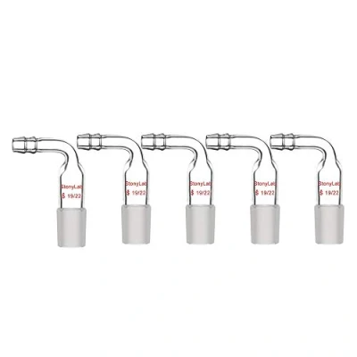 Image of StonyLab Glass Bent Inlet Adapter With 19/22 Male Joint and 10 mm Hose Connection Lab Glassware, 5 Packs