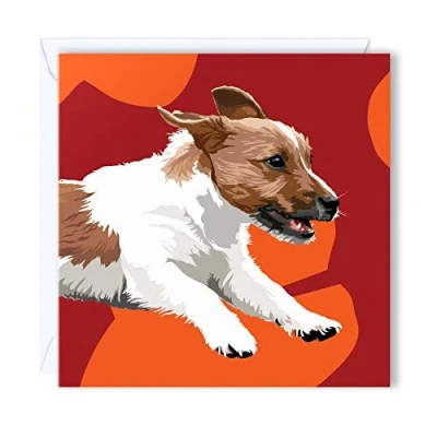 Image of Leslie Gerry Jack Russell Blank Greeting Card