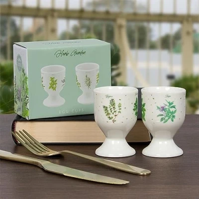 Image of The Leonardo Collection LP95063 Herb Garden Egg Cups (Set of 2), Fine China, Boxed