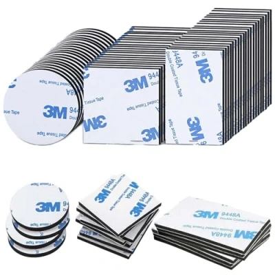 Image of YUBBYSTU 90 Pcs Double Sided Sticky Pads, Extra Strong 3M Adhesive Foam Rectangle/Squares/Round, Waterproof Heavy Duty Pads Mounting for Outdoor Household black