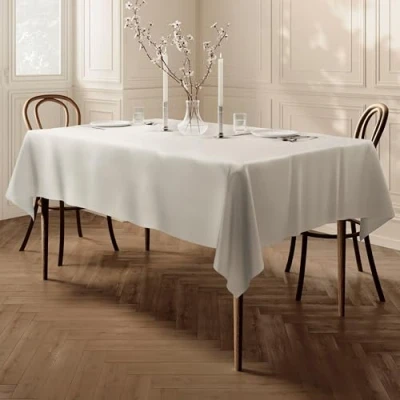 Image of Home Direct Large Rectangular Fabric Tablecloth 140x200cm 55&quot;x78&quot; Cream
