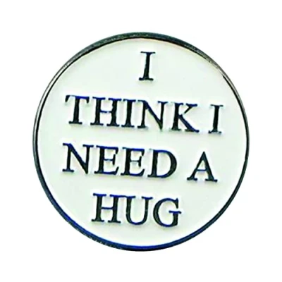 Image of Metal Enamel Pin Badge Brooch I Think Need A Hug (Love Friend Cuddle)