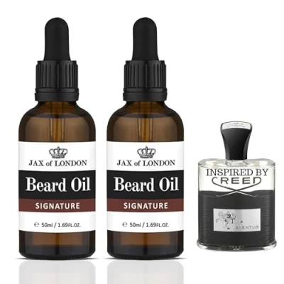 Image of Inspired Beard Oil Scented Aftershave For Growth And Conditioning Jojoba oil, Argan Vitamin E Made In the UK Various Scents (Pack of 2, Signature)