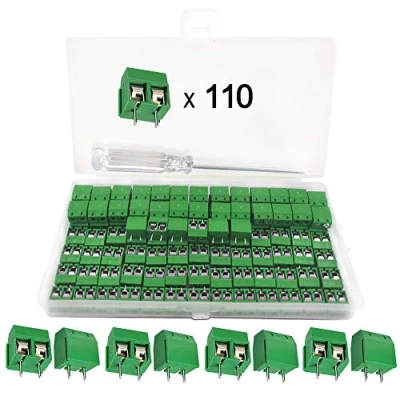 Image of YIXISI 110 PCS Universal PCB Board Kit, 5mm Pitch 2 Pin Mount Screw Terminal Block Connector for Arduino