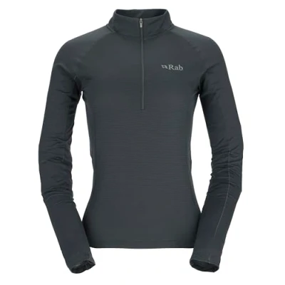 Image of Rab Women’s Sonic LS Zip Lightweight Breathable Long Sleeve T Shirt for Trail Running &amp; Hiking Beluga Medium