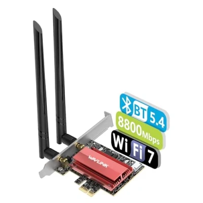 Image of WAVLINK WiFi 7 PCIe Network Card BE8800,Tri Band BE200 Wireless Adapter with Bluetooth 5.4,Low Profile Bracket, MU MIMO, WPA3, Heat Sink, for Windows 10/11 Desktop PC,Only Supports Intel Motherboard