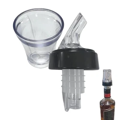 Image of Chabrias Ltd Premium 4 in 1 Plastic Speed Pourer + 25ml Jigger Thimble Measure Shot Glass Dust Cap UK Made Hygienic &amp; Leak Proof(12)