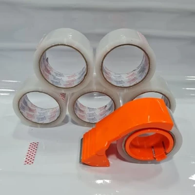 Image of TAHA 1X Heavy Duty Adjustable Box Packing Tape Gun Dispenser 50mm &amp; 6X Clear
