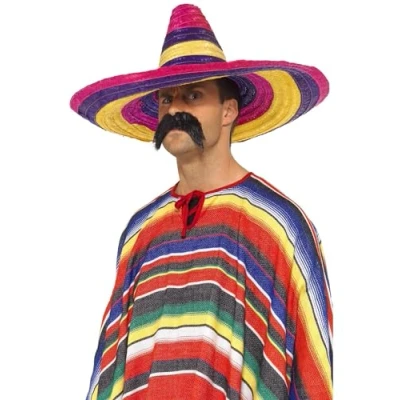 Image of Smiffys Large Sombrero, Multi Coloured , Cowboys and Indians Fancy Dress, Adult Dress Up Hats