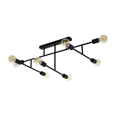 Image of Eglo Lighting Belsiana 8 Lamp Multi Arm Semi Flush Ceiling Light Black