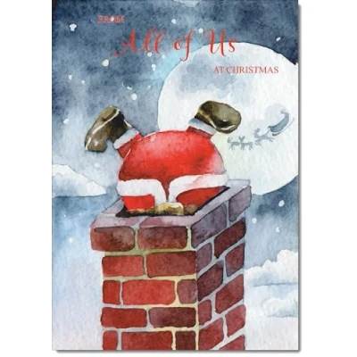 Image of doodlecards From All Of Us Christmas Card Santa Chimney Large A4 Size for with Plain Envelope