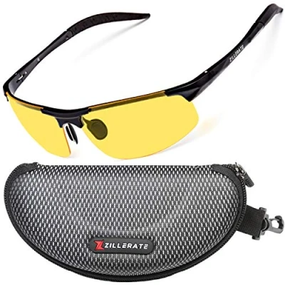 Image of ZILLERATE Night Driving Glasses Anti Glare HD Vision for Driving, TAC Polarized Lens, Yellow Tinted Sunglasses, Reducing Polarised Nighttime Men &amp; Women