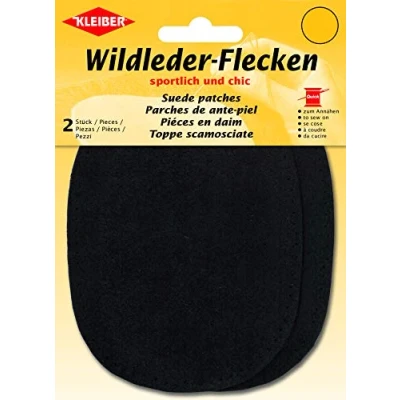 Image of Kleiber Suede Leather Patches Pair (2) 12cm x 10cm Oval Black