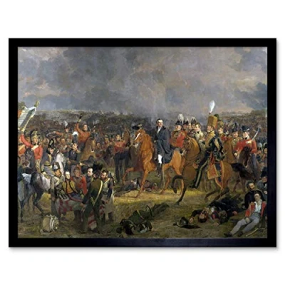 Image of Artery8 Jan Willem Pieneman Battle Of Waterloo Painting Art Print Framed Poster Wall Decor 12x16 inch