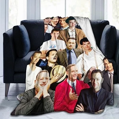 Image of Moonforever Blanket Tom Hanks Soft and Comfortable Wool Fleece Throw Blankets for Sofa Office car Camping Yoga Travel Home Decoration Cozy Plush Beach Gift 50&quot;x40&quot;