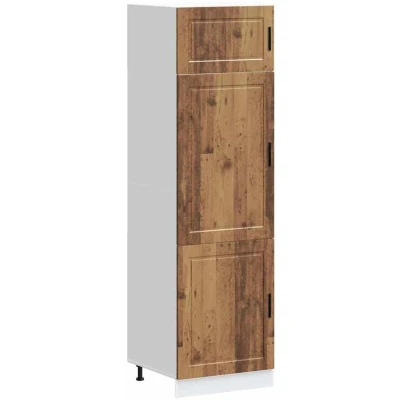 Image of vidaXL Porto Kitchen Cupboard Old Wood Engineered, Adjustable Feet, Ample Storage 60x57x207 cm