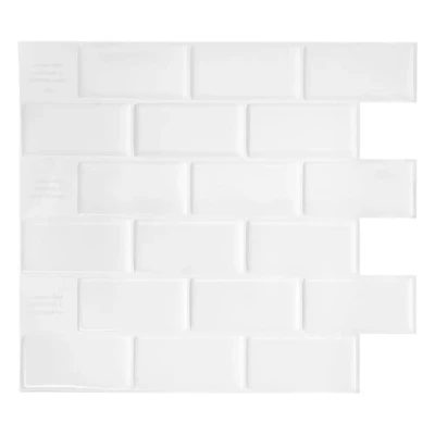 Image of Smart Tiles, Self Adhesive Wall Subway White, 4 Sheets of (27.81cm x 24.64cm) (10.95&quot;&quot; 9.70&quot;&quot;) Kitchen and Bathroom, 3D, Tiles