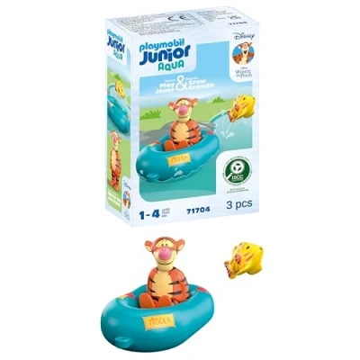 Image of Playmobil 71704 JUNIOR AQUA &amp; Disney: Tigger&#039;s Boat Ride, including Tigger and tiger fish, sustainable toy made from plant based plastics, gifting toy, play sets suitable for children ages 1+