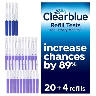 Image of Clearblue Refill Pack For Advanced Fertility Monitor: 20 Tests Ovulation &amp; 4 Pregnancy Tests, 24 (Monitor Sold Separately), Packaging May Vary