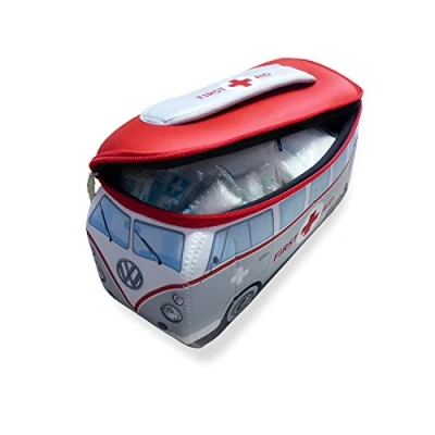 Image of BRISA VW Collection Volkswagen Hippie Bus T1 Camper Van 3D Neoprene Small Universal Bag incl. Emergency First Aid Kit (Neoprene/DIN 13164)