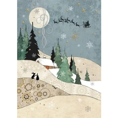 Image of Bug Art Christmas Cards Pack of 8 Winter Cottage Embossed with Foil Details Eco Friendly &amp; Recyclable