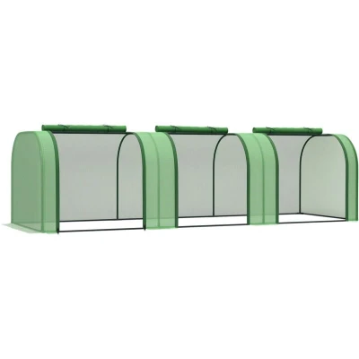 Image of Outsunny Tunnel Greenhouse Green Grow House Steel Frame Garden Backyard w/Zipped Doors845 234V05GN