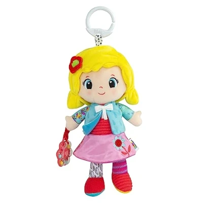 Image of LAMAZE My Friend Olivia Clip &amp; Go Pram Baby Toys 0 6 Months Sensory for Babies&#039; Development Soft Cuddly Dolls Girls Expertly Designed Newborn Essentials Up