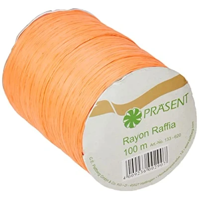 Image of C.E. Pattberg Präsent Rayon Raffia Biodegradable Ribbon Tangerine 100 meter spool