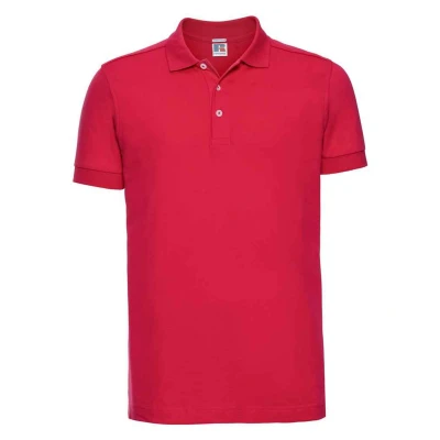 Image of Russell Athletic Mens Pique Stretch Polo Shirt (Classic Red) Size Small