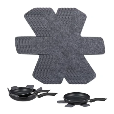Image of Pan Protectors, Set of 8, Dividers, 38 x 30 cm, Felt Pot Separators, Stacking Protection Pad, Trivet, Grey Relaxdays