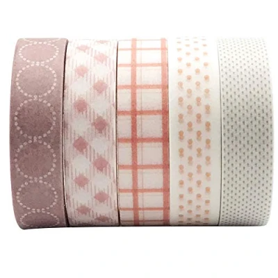 Image of ZMLSED 5 Rolls Basic Collection Decoration Washi Tape Set, 10mm Wide Japanese Masking Decorative Tapes for Bullet Journal Planners DIY Crafts and Arts Scrapbooking Adhesive
