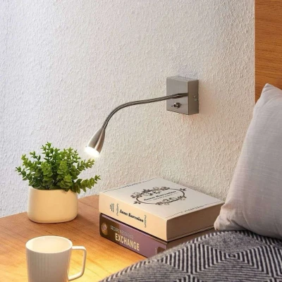 Image of Lindby Jolka LED reading light, switch, nickel