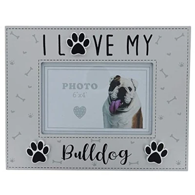 Image of Bulldog Dog Photo Frame I Love My Or Puppy 20 Assorted Breeds Available 6x4&quot;