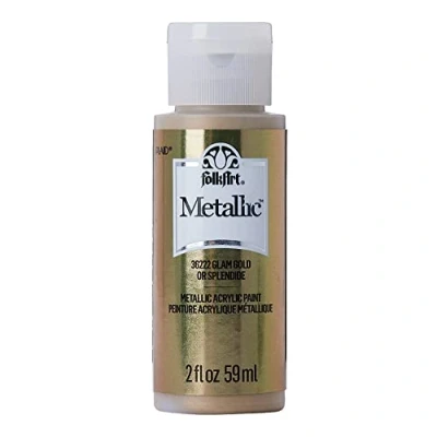 Image of FolkArt Metallic Acrylic Craft Paint, Glam Gold 2 fl oz Premium Finish Perfect For Easy To Apply DIY Arts And Crafts, 36222