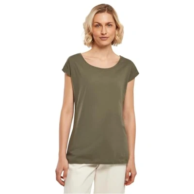 Image of Build Your Brand Women&#039;s Ladies Wide Neck tee T Shirt, Olive, XS