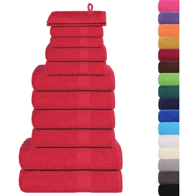 Image of vidaXL 12 Piece Towel Set Red 360 gsm 100% Cotton